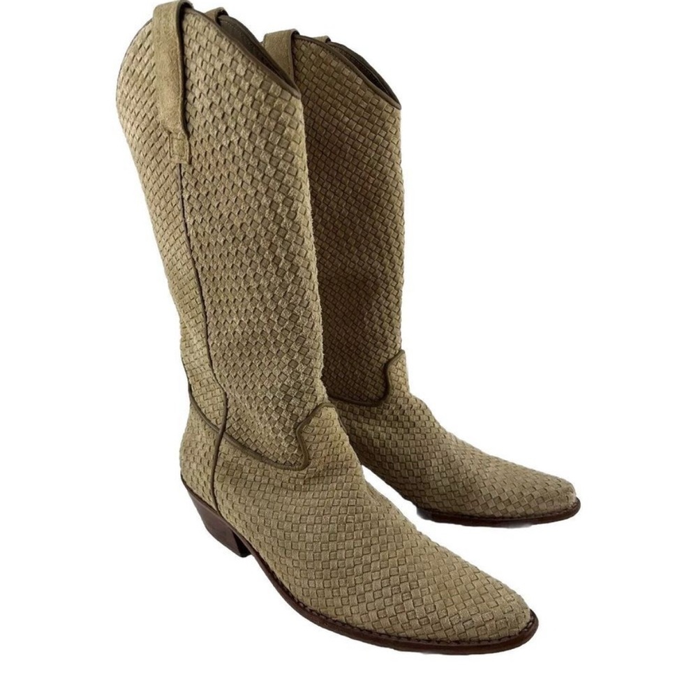 Woven Tan Cowboy Boots